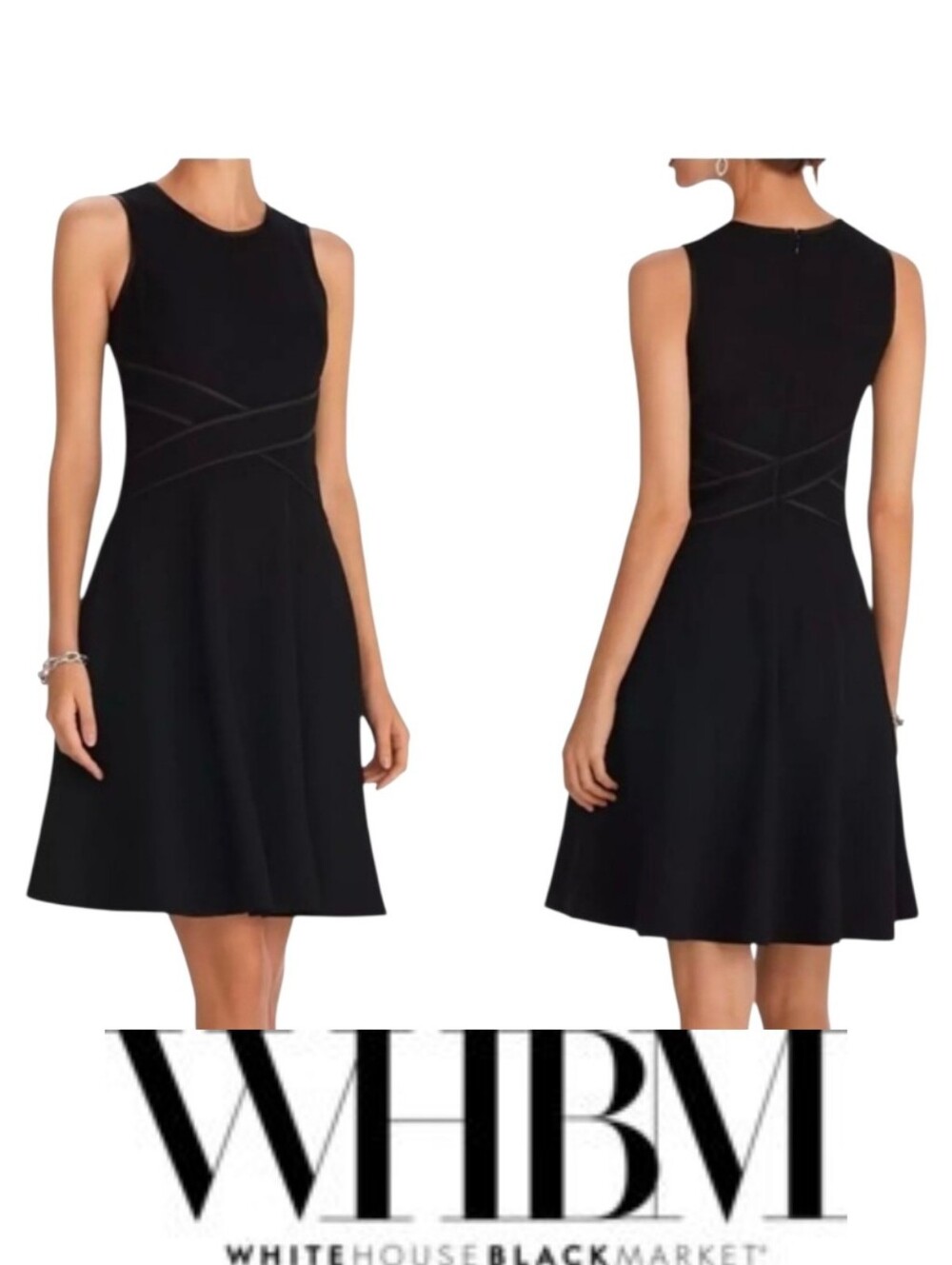 White House Black Market Black Iconic Dress With Satin Trim Details Size 12 EUC